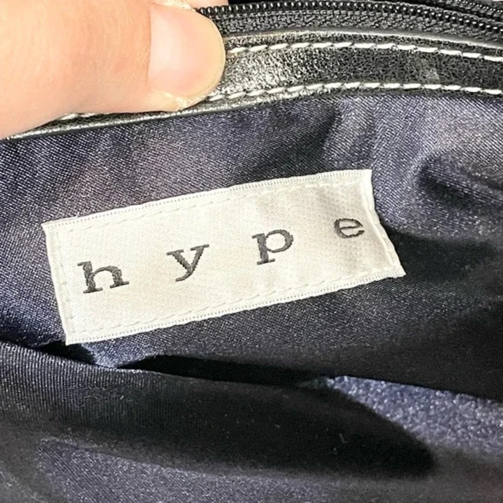 Hype Satchel Shoulder Bag Black Patent Leather Multi Pocket Handbag Purse Buckle - Picture 10 of 10